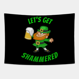 Funny Saint Patricks Day Shamrock and Leprechaun Drinking tshirt Tapestry