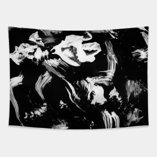 Monochrome abstract boho background with hand-painted  texture in black-white colors. Tapestry