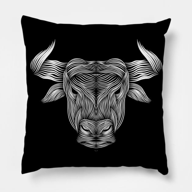 bull silhouette Pillow by mantaplaaa