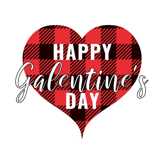 Happy Galentine's Day Sticker Shirt Gift in Buffalo Plaid by gillys