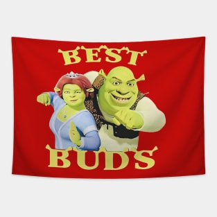 Shrek Best Buds Swamped Shrek Vintage Cartoon Tapestry