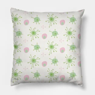 Atomic MCM Starburst Pattern Pink, Green Pillow