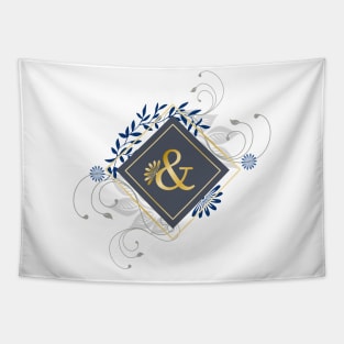 &, blue and gold initial monogram. Tapestry