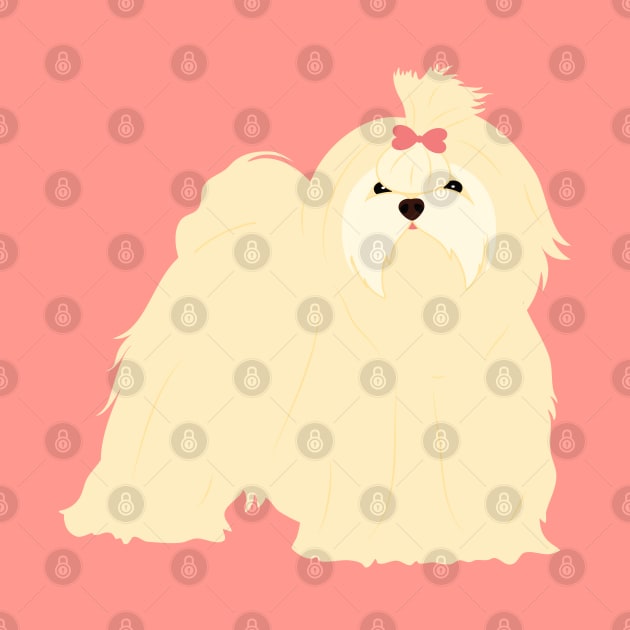 Maltese Dog - Pink by LulululuPainting