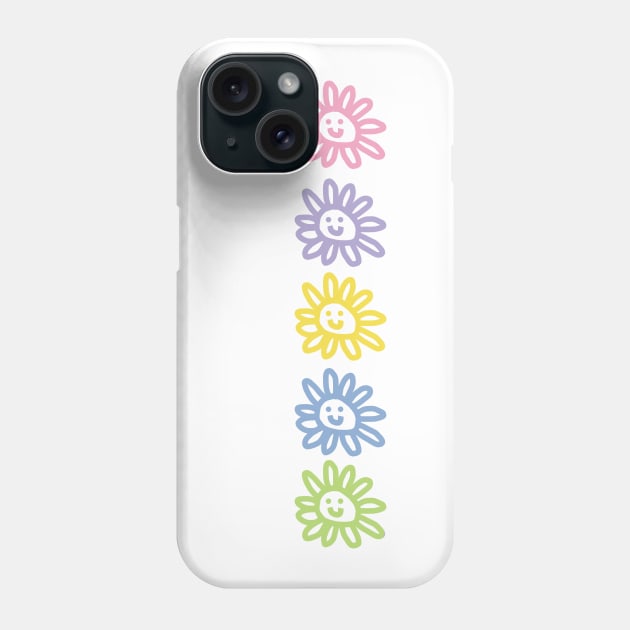 Five Flower Smiley Face Column Minimal Graphic Art Phone Case by ellenhenryart