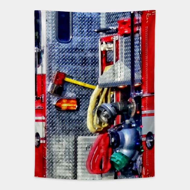 Fireman - Fire Truck With Hoses and Ax Tapestry by SusanSavad