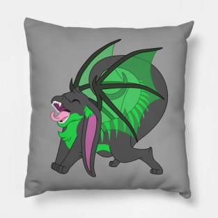 Happy yawning bunny dragon toxic green tiger Pillow