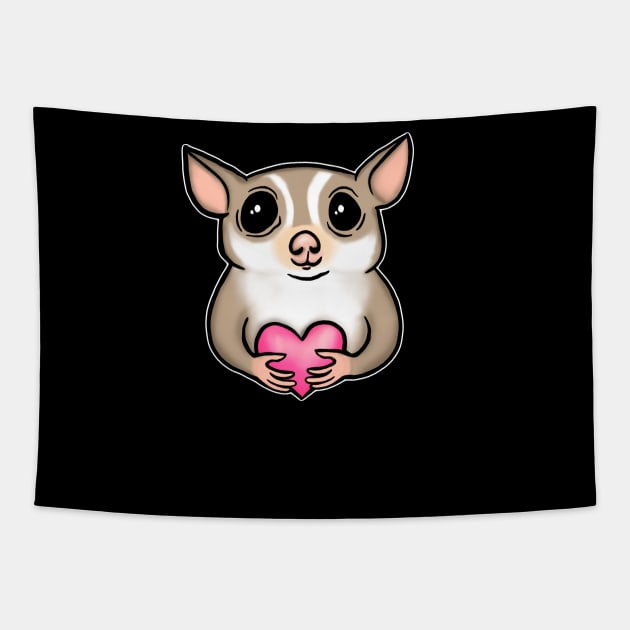 Sugar Glider Pink Heart for Sugar Glider Lovers Tapestry by Mochi Merch