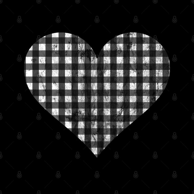 Distressed Black and White Gingham Heart by bumblefuzzies