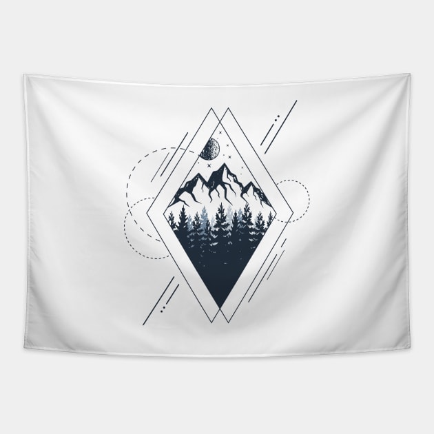 Mountains. Geometric Style Tapestry by SlothAstronaut