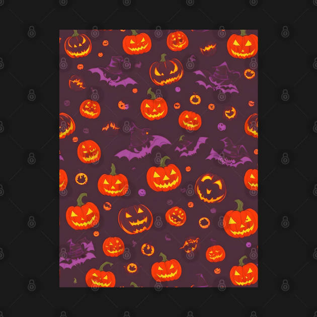 Halloween Spooky Orange Pumpkin Pattern by TrendyTees