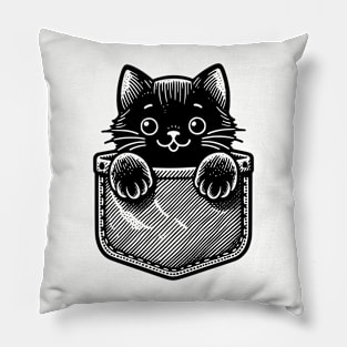 Cute Black Cat In A Pocket Pillow