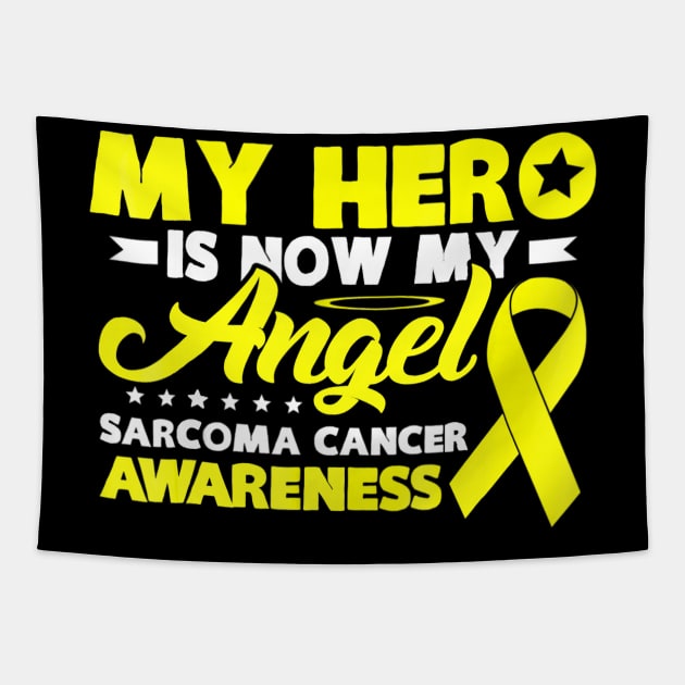 Sarcoma cancer shirt Wear Yellow ribbon for my hero gifts Tapestry by ChristianCrecenzio