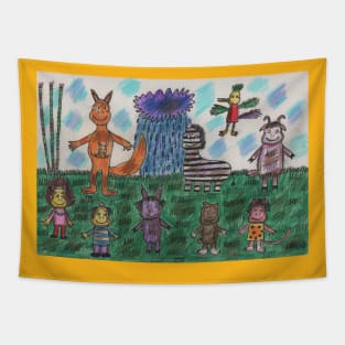 Funny Animals from Childrens Fantasies Tapestry