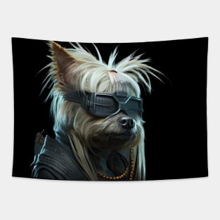 Cyber Yorkie Dog Punk Tapestry