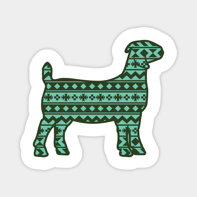 Show Boer Goat with Green Southwest Aztec Pattern Magnet by SAMMO