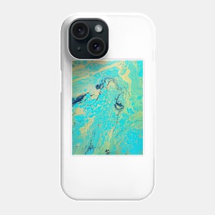 Aqua, blue, yellow acrylic pour Phone Case