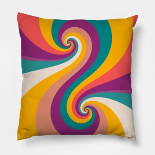 Earth Pastel Color Retro Twirl Pattern Pillow