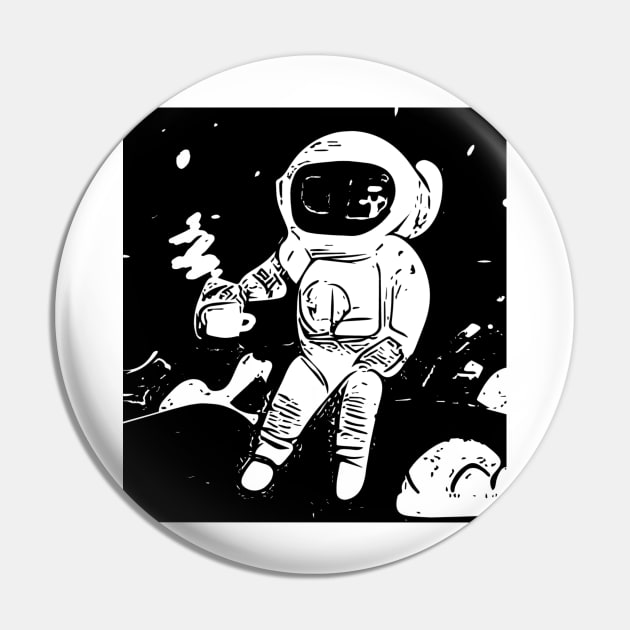 Sippin' Coffee in Space Man Pin by Nicheek