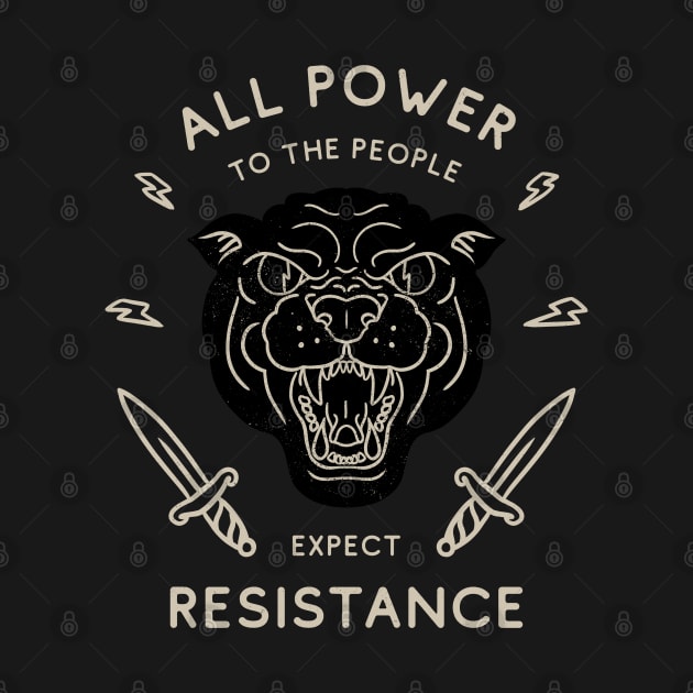 Black Panther Party - All Power to the People - Expect Resistance | Black Owned BLM Black Lives Matter| Black Panthers | Original Art Pillowcase | Tattoo Style Logo | Design for Dark Tees by anycolordesigns