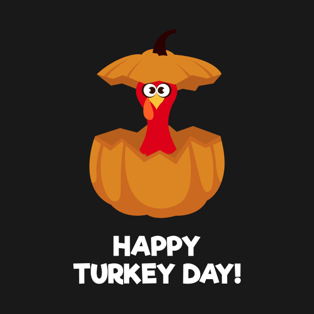Happy Turkey Day With Turkey in The Pumpkin by Dendisme_Art