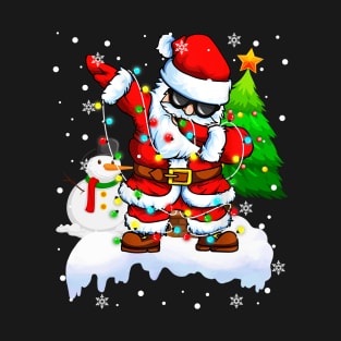 Christmas Lights Dabbing Santa Sunglasses Snowman Xmas Ugly Sweater T-Shirt