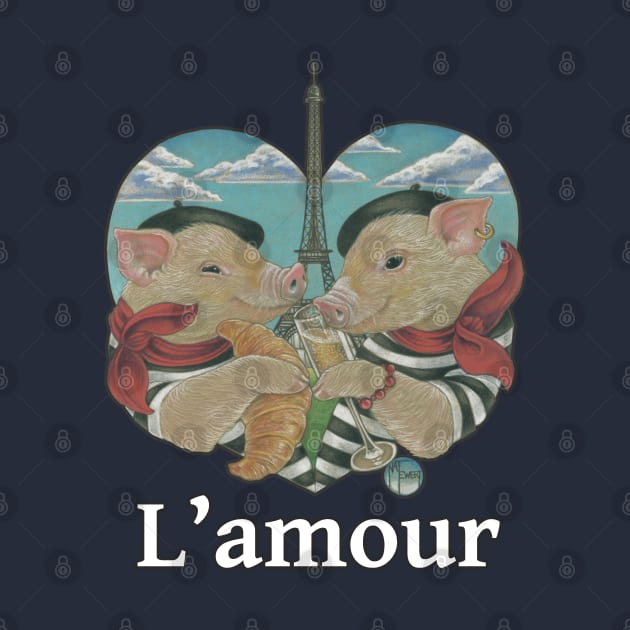 Paris Pigs - L'amour - Quote by Nat Ewert Art