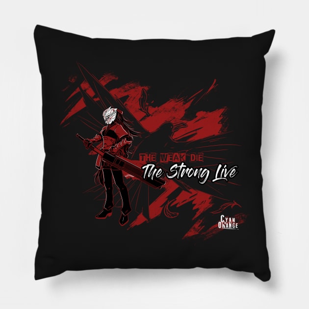 The weak die, the STRONG live - Raven Branwen Pillow by Cyan-Orange