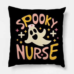 Groovy Retro Halloween Spooky Nurse Ghost Nurses Halloween Pillow