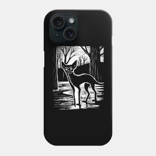 Chupacabra Night Stalking Black and White Art - Cryptid Noir Phone Case