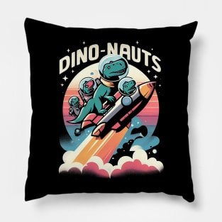 "Dino-Nauts" Dinosaurs in a Rocketship in Outer Space Pillow