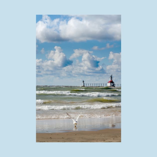 Michigan lighthouse on a wild lake Michigan by iyd39