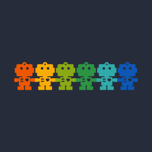 Rainbow Robots holding hands T-Shirt