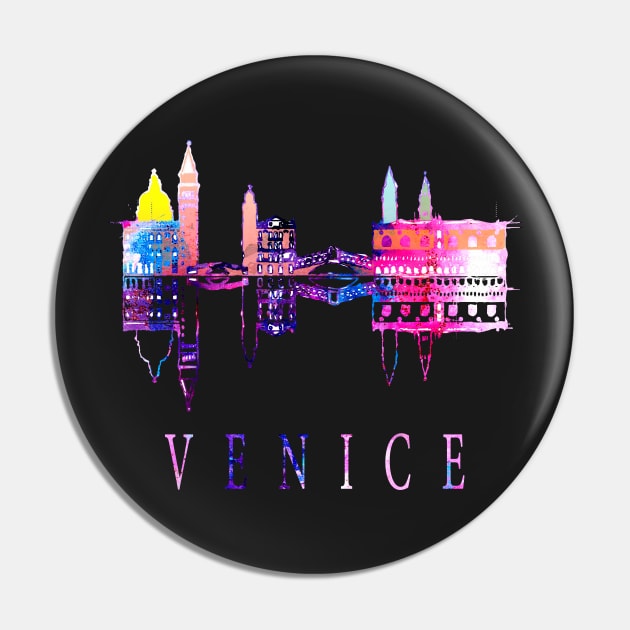 Venice Watercolor Skyline Original Shirt Pin by DimDom