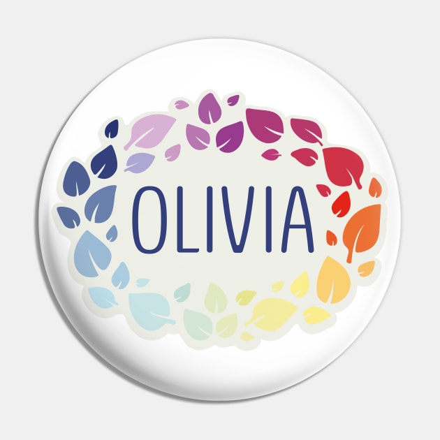 Olivia name with colorful leaves Pin by WildMeART