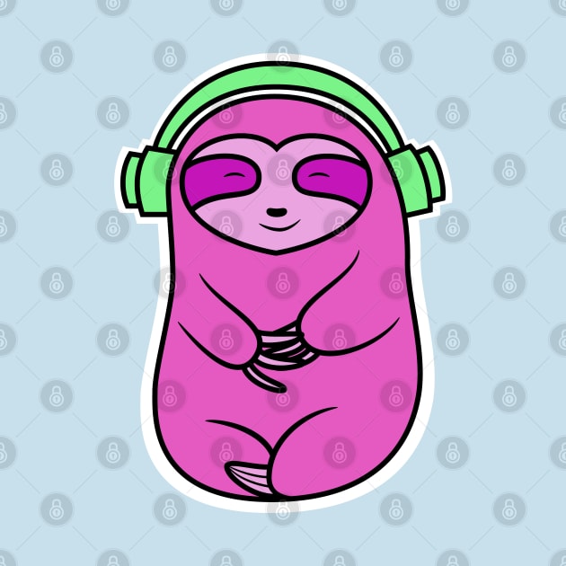 Happy Pink Sloth Listening to Music by SubtleSplit