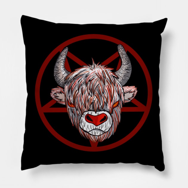 Red ox in satanic pentacle Pillow by deadblackpony