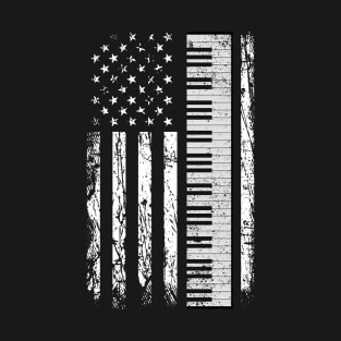 Piano - Keyboard USA Flag Pianist Music T-Shirt