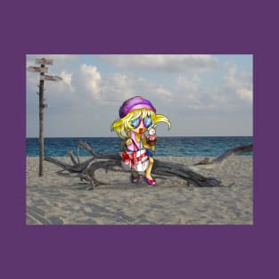 cartoon girl on a cuban beach T-Shirt