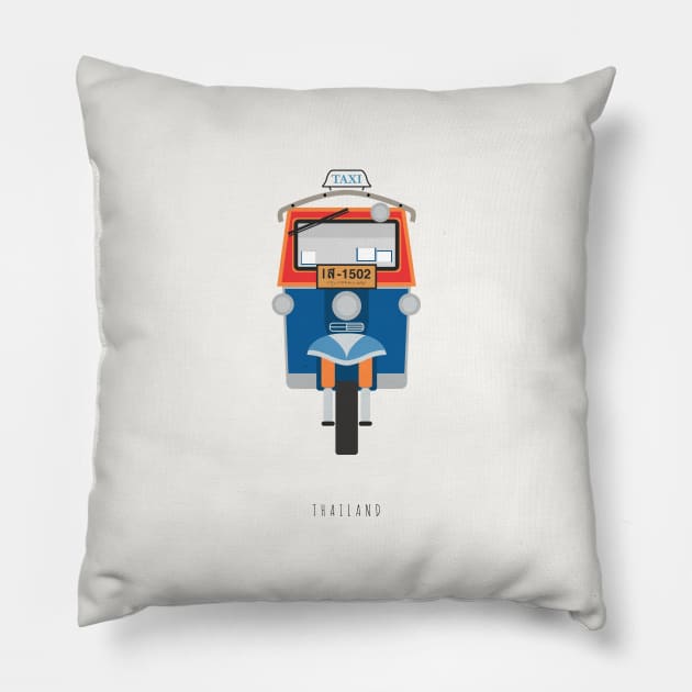 Thailand Tuk Tuk Pillow by lymancreativeco