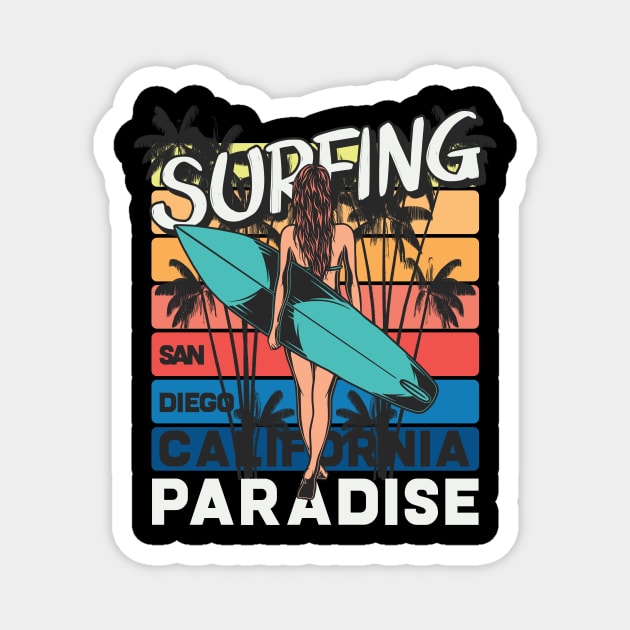 Surfing Paradise California Magnet by CyberpunkTees