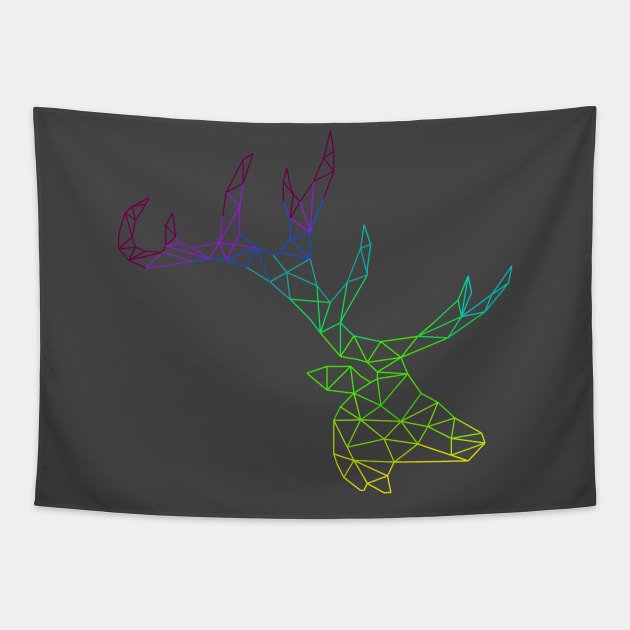 Geometric rainbow stag Tapestry by Wild Geometric