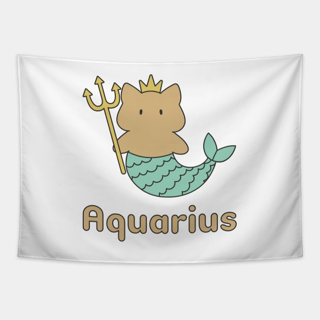 Aquarius Cat Zodiac Sign with Text Tapestry by artdorable