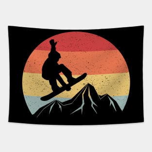 Vintage Retro Snowboarding Sun 70s 80s Tapestry