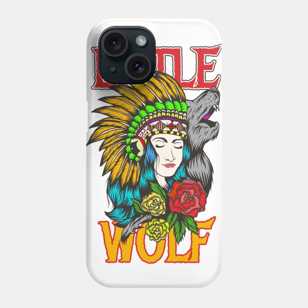 Little Wolf / Native American Girl Phone Case by black8elise