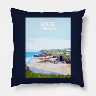 Bude Cornwall.  Cornish gift Kernow Travel location poster Pillow