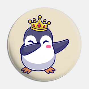 Cute King Penguin Dabbing Cartoon Pin