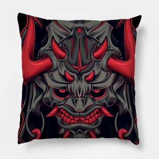 Oni Mask Hannya Demon Evil Japanese Ronin Pillow
