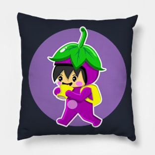 cute and funny eggplant cartoon character Pillow