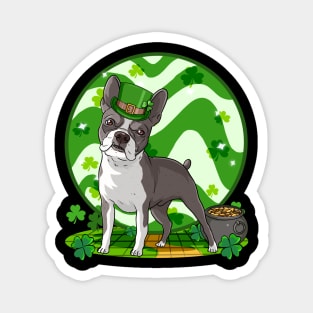 Boston Terrier Dog St Patricks Day Leprechaun Magnet